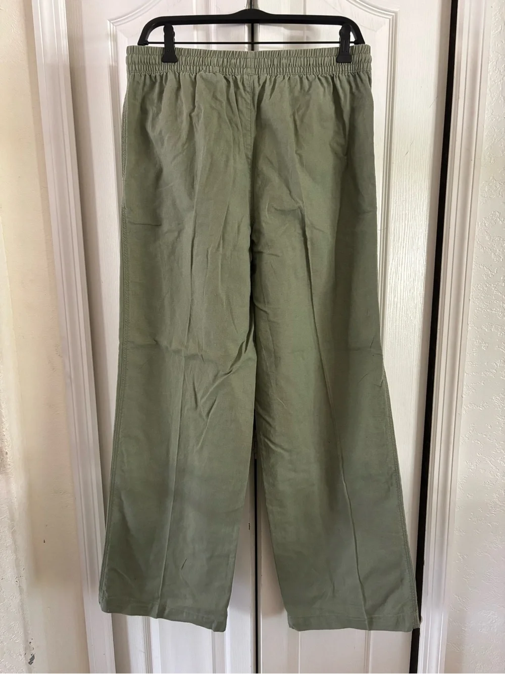 H&M Linen Blend Wide Leg Pants – Khaki Green – Size Medium - Picture 3 of 9